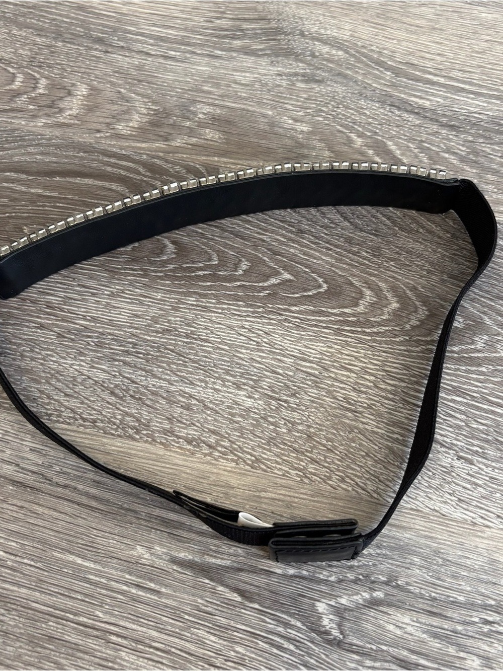 BCBG MAXAZRIA Black Crystal-Embellished Stretch Snap Closure Belt Size XS - Picture 3 of 5